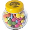 Kleine glazen potje met ca. 40 gr. choco carletties