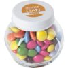 Kleine glazen potje met ca. 40 gr. choco carletties