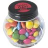 Kleine glazen potje met ca. 40 gr. choco carletties